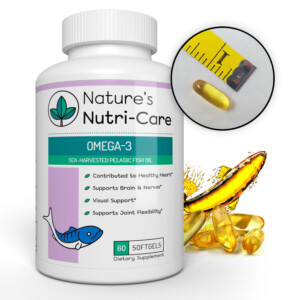 Nature's Nutri-Care Omega 3 Fish Oil - 1000 mg - 60 Softgels - Burpless Fish Oil - EPA and DHA - Sea Harvested Pelagic Fish Oil Supplement
