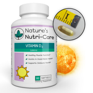 Nature's Nutri-Care Vitamin D3 Supplement - 5,000 IU - 60 Softgels - Healthy Muscle and Good Bone Health