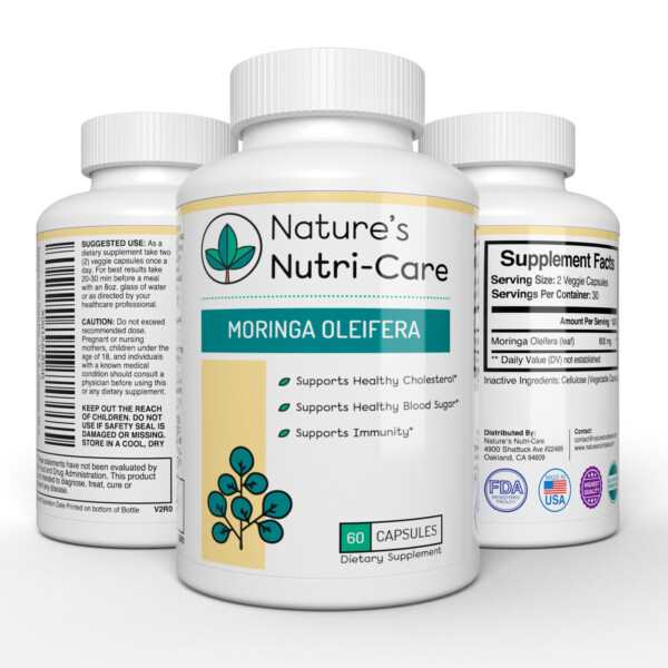 Nature's Nutri-Care Moringa Oleifera Capsules - Pure Extract - 800 mg - 60 Capsules - Complete Nutritional Support Supplement - Raw Natural Superfood