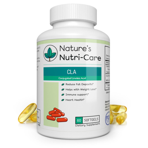 Nature's Nutri-Care CLA Safflower Oil Supplement - 1000 mg - 60 Softgels - Weight Loss and Muscle Growth Supplement - Conjugated Linoleic Acid- Made in USA