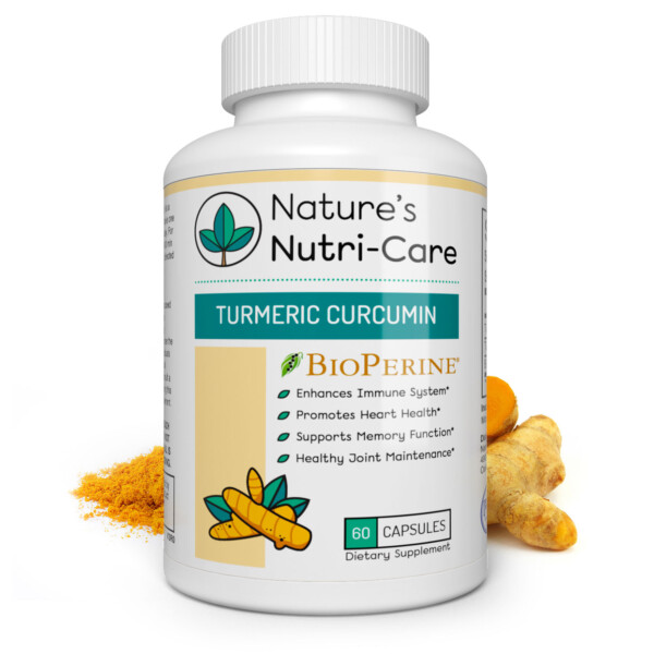 Nature's Nutri-Care Turmeric Curcumin with BioPerine - 95% Curcuminoids - 1300 mg Daily - 60 Capsules - Pure Turmeric Root